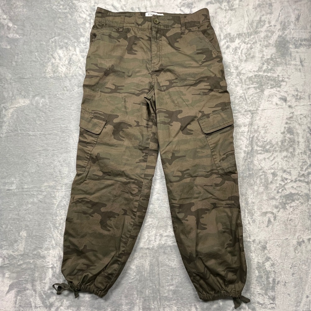 Standard Surplus Womens Cargo Pants Womens Green Camo Utility Drawstring Ankle M